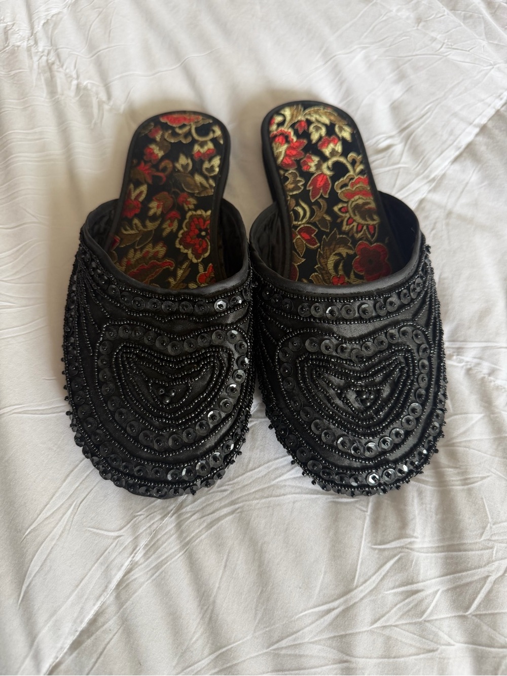 Vintage Beaded Silk Slippers